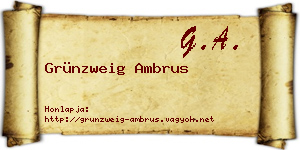 Grünzweig Ambrus névjegykártya